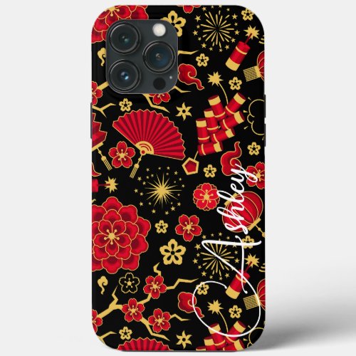 Teal Name Modern Floral Shadow  iPhone 13 Pro Max Case