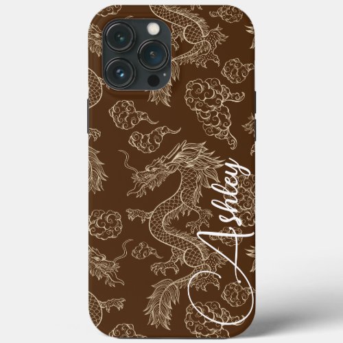 Teal Name Modern Minimalist Dragon Brown  iPhone 13 Pro Max Case