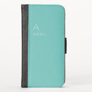 Teal Name & Monogram iPhone X Wallet Case