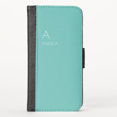 Teal Name  Monogram iPhone X Wallet Case