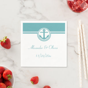 Teal Nautical Anchor Napkins