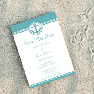 Teal Nautical Anchor Save The Date