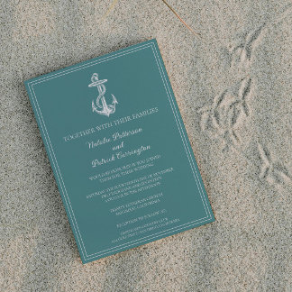 Teal Nautical Anchor Wedding Invitation