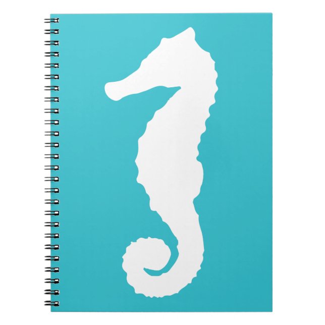 Teal Nautical Seahorse Notebook (Front)