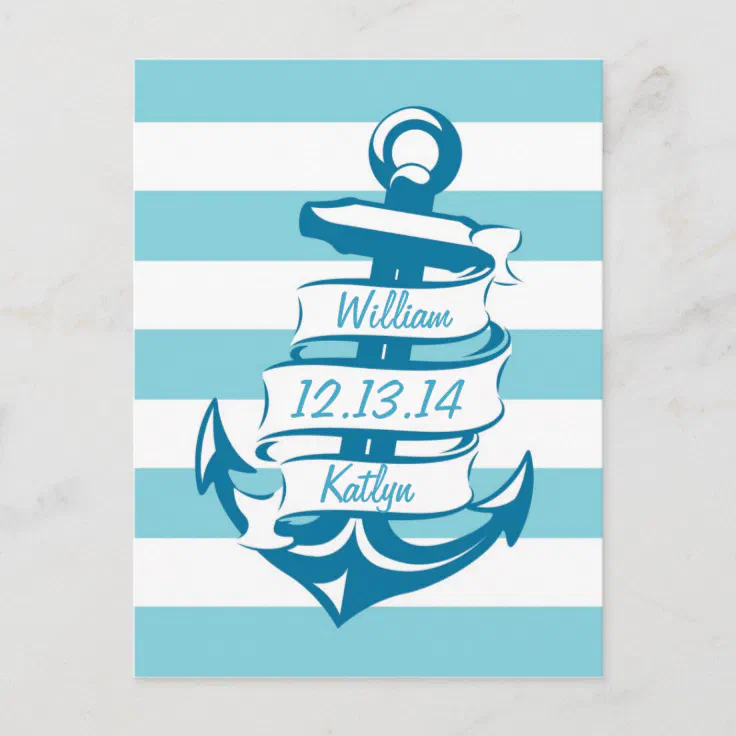 Teal Nautical Theme Save the Date Postcard Zazzle
