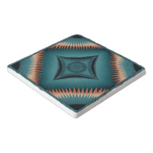 Teal Navajo Peach Sunburst Trivet