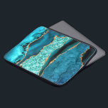 Teal Navy Blue Gold Glitter Marble Laptop Sleeve<br><div class="desc">Laptop Sleeves with Agate Teal and Navy Blue Gold Glitter Marble Aqua Turquoise Geode Customizable Gift - or Add Your Name / Text - Make Your Special Laptop Sleeve Gift ! Resize and move or remove / add text / elements with Customization tool ! Design by MIGNED ! Please see...</div>