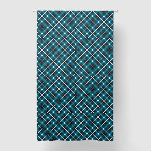 Teal & Navy Geometric Grid Pattern Blackout Curtains