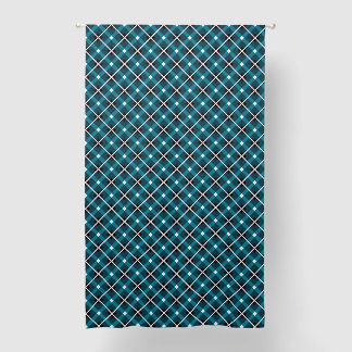 Teal & Navy Geometric Grid Pattern Blackout Curtains