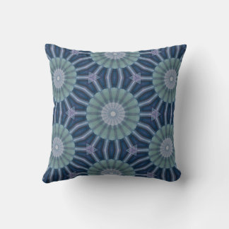 Teal & Navy Geometric Kaleidoscope Pattern Throw Pillow