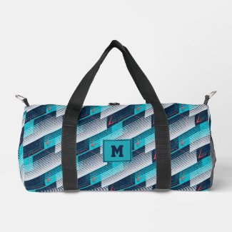 Teal Navy Grey Abstract Geometric Stripes Sports