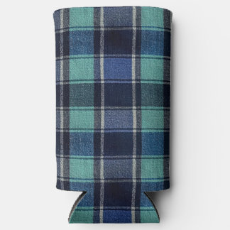 Teal & Navy Tartan Plaid Can or Bottle Cooler