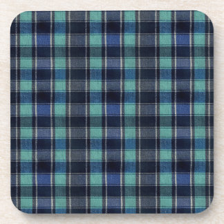 Teal & Navy Tartan Plaid Pattern Plastic Coasters 