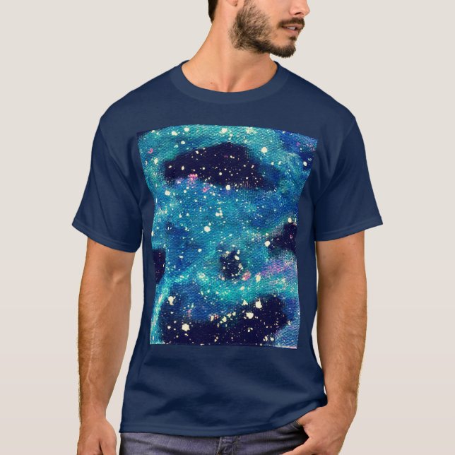 Teal Nebula and Stars T-Shirt (Front)