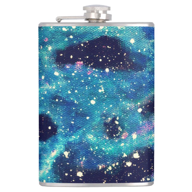 Teal Nebula Hip Flask (Front)
