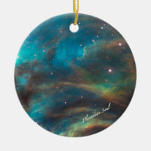 Teal Nebula Round Ornament #1