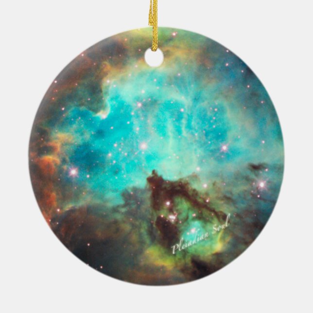 Teal Nebula Round Ornament #2 (Back)