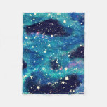 Teal Nebula Space Fleece Blanket at Zazzle