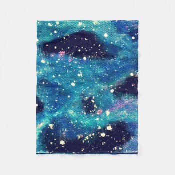 Teal Nebula Space Fleece Blanket by WhatJacquiSaid at Zazzle
