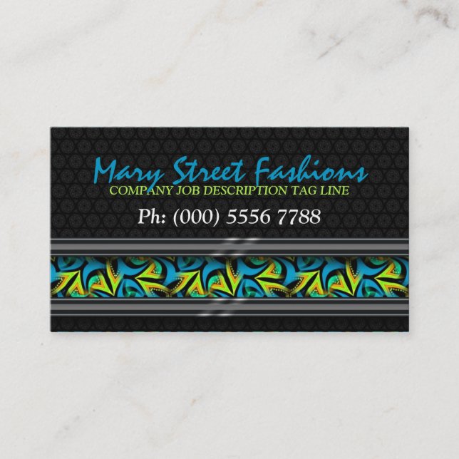 Teal+ Neon Graffiti Street on Black Business Cards (Front)