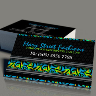Teal+ Neon Graffiti Street on Black Business Cards
