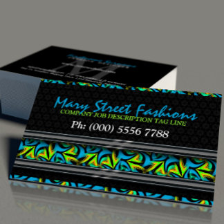 Teal+ Neon Graffiti Street on Black Business Cards