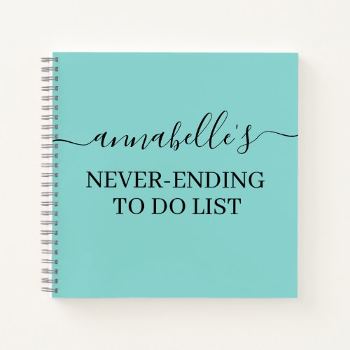 Teal Never Ending To Do List Notebook