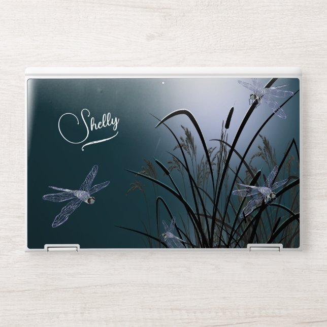 Teal Night Dragonfly HP Laptop Skin (Front)