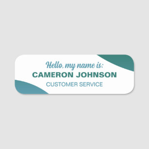 Teal No Logo Employee Name & Title Name Tag
