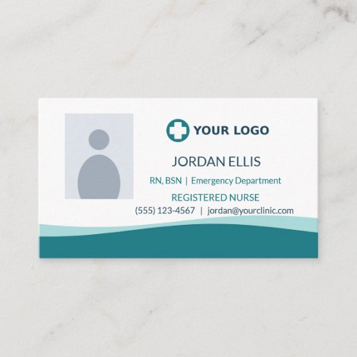 Teal Healthcare Logo Photo Business Card
