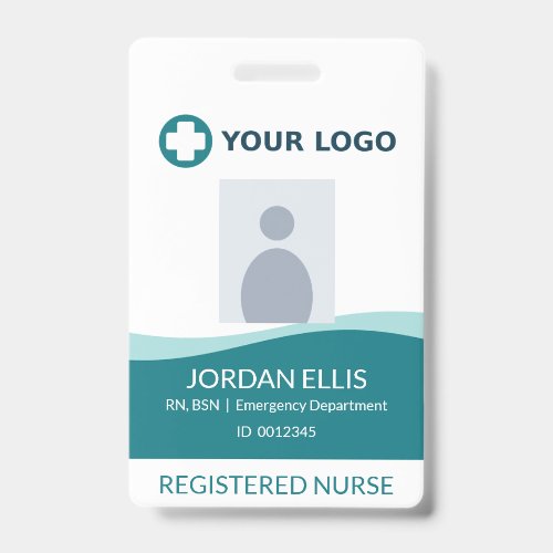 Teal Nurse Logo Photo ID Badge