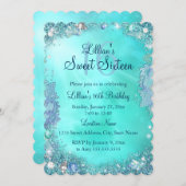 Teal Ocean Jewel Sweet 16 Birthday Invitation (Front/Back)