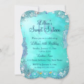 Teal Ocean Jewel Sweet 16 Birthday Party 2 Invitation (Front)
