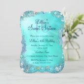 Teal Ocean Jewel Sweet 16 Birthday Party 2 Invitation (Standing Front)