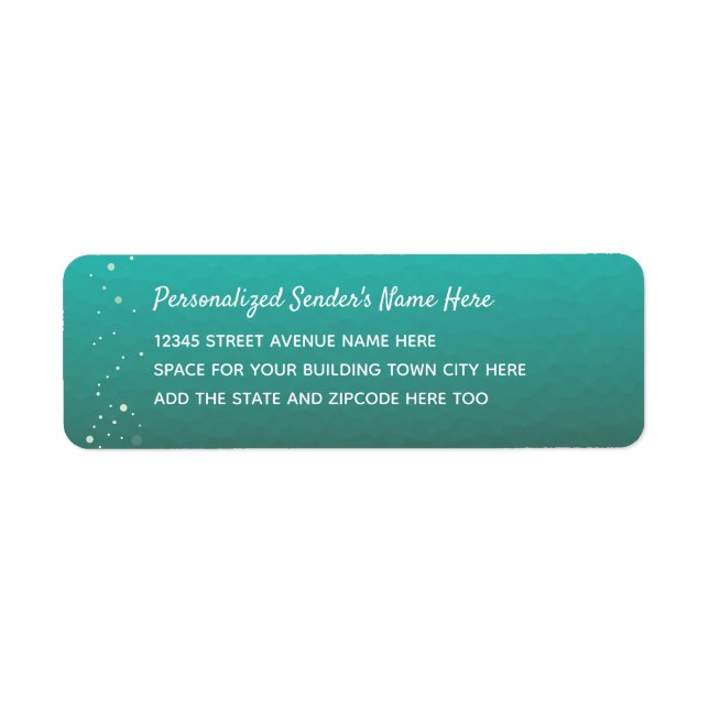 Teal Ocean Pattern Personalized Return Address Label (Front)