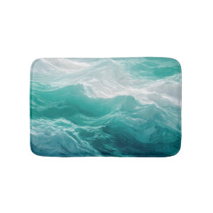 Teal Ocean Waves Abstract Dream Bath Mat