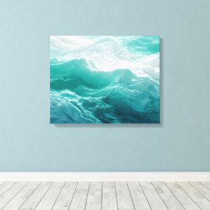 Teal Ocean Waves Abstract Dream Canvas Print