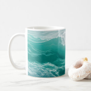 Teal Ocean Waves Abstract Dream Coffee Mug