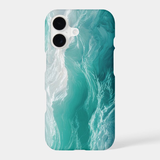 Teal Ocean Waves Abstract Dream  iPhone Case (Back)