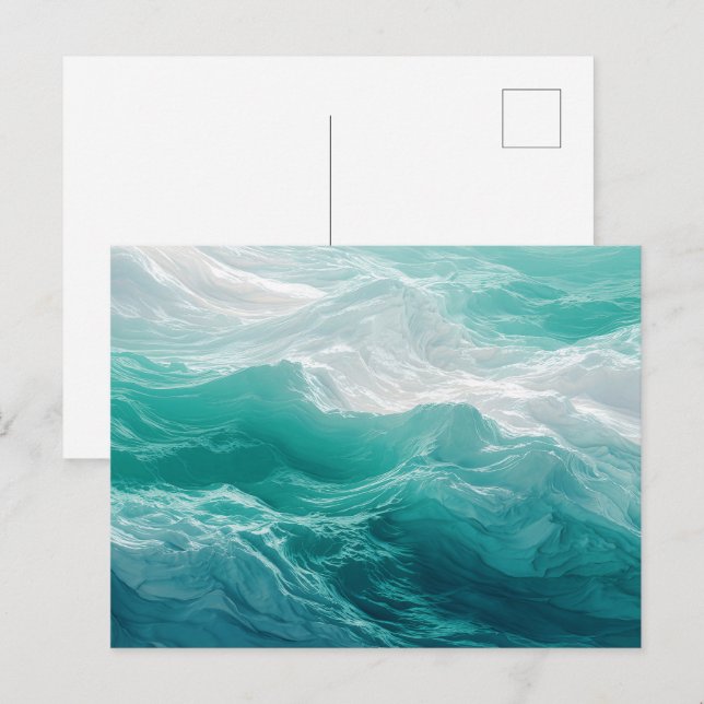 Teal Ocean Waves Abstract Dream  Postcard (Front/Back)
