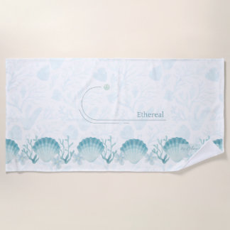 Teal Oceanic Pearls Personalised Beach Towel
