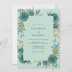 Teal Ochre Painted Wedding Invitation