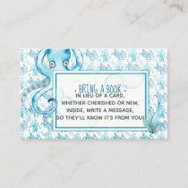 Teal Octopus Cute Baby Shower Book Request Card