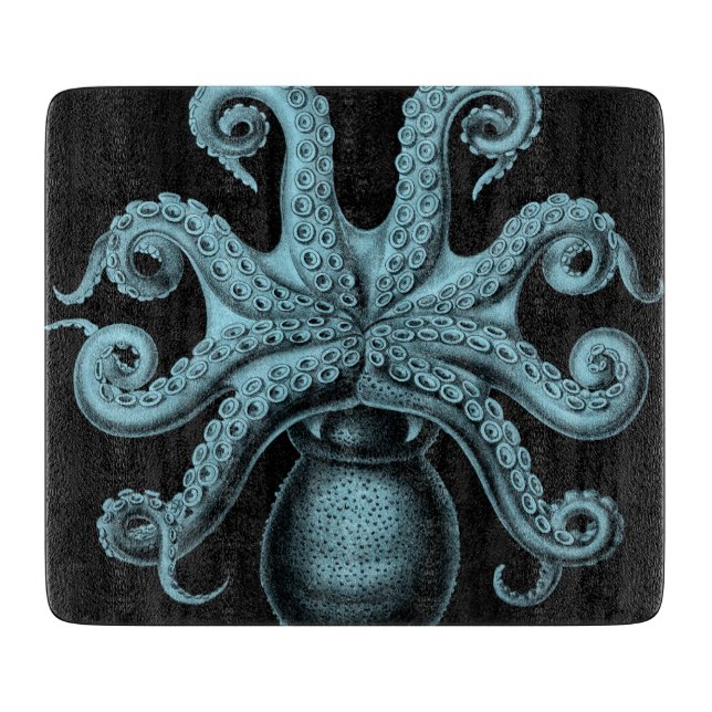 Teal Octopus on Cutting Board (Front)