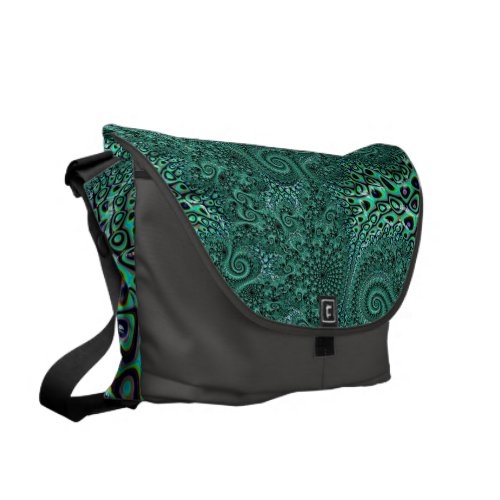 Teal Octopus Tentacles Steampunk Style Fractal Art Messenger Bag