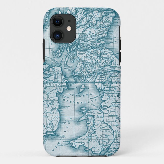 Teal Old World Antique Map iphone 5 Case (Back)