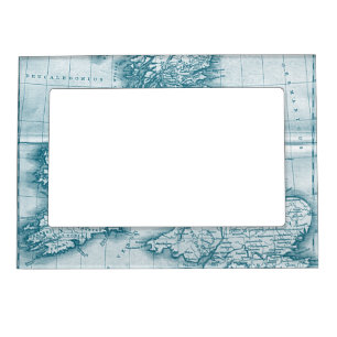 Teal Old World Antique Map Magnet PIcture Frame