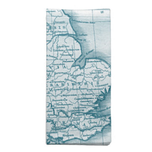 Teal Old World Antique Map Napkin Set (4)
