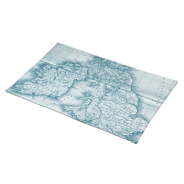 Teal Old World Antique Map Placemat (On Table)