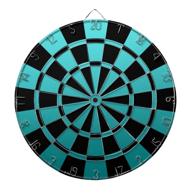 Teal Ombre And Black Dartboard With Darts (Front)